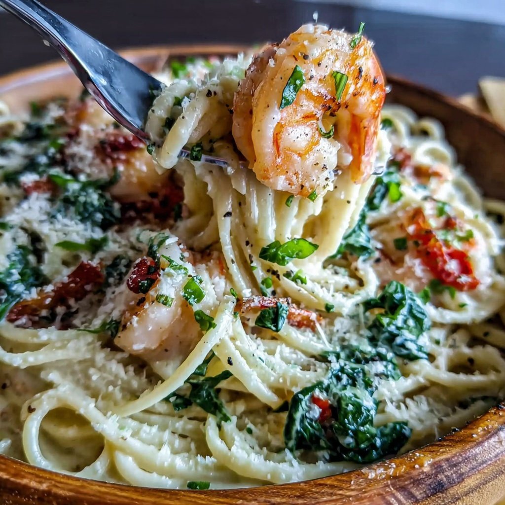 Shrimp And Spinach Alfredo Pasta