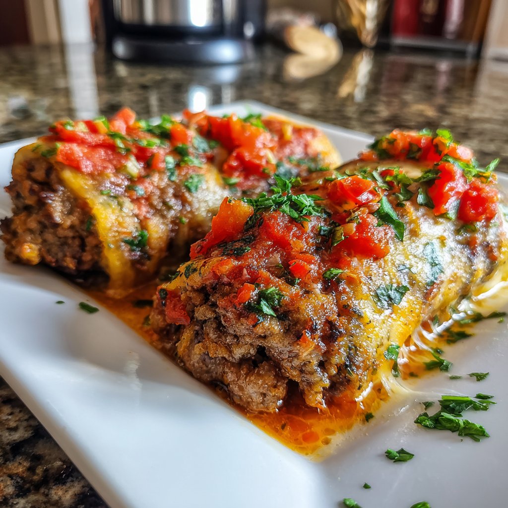 Ground Beef Stuffed Eggplant