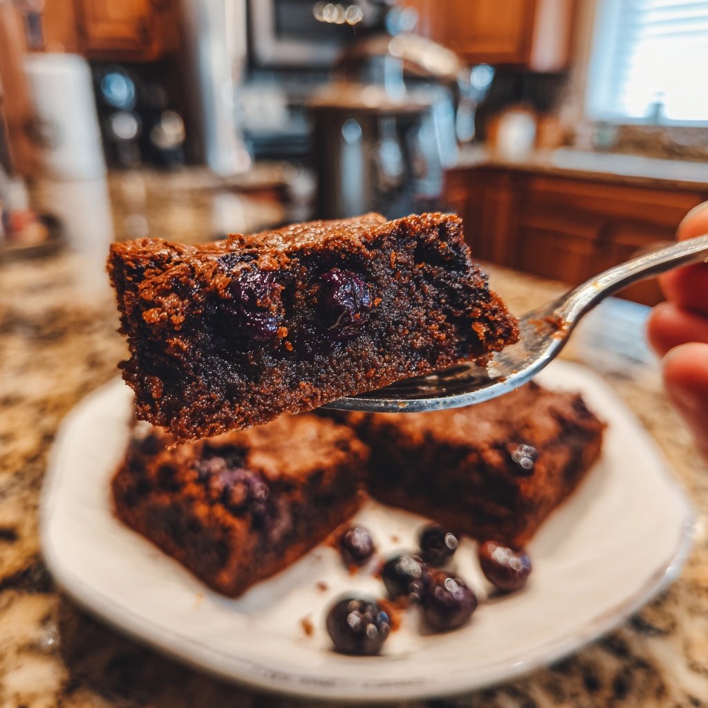Cottage Cheese Brownies with Blueberries