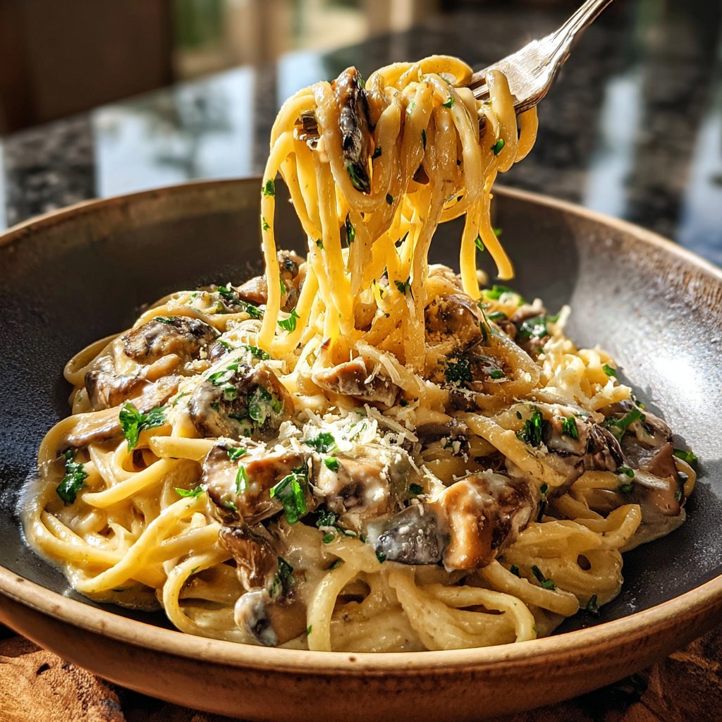 Valentine Dinner Creamy Mushroom Pasta