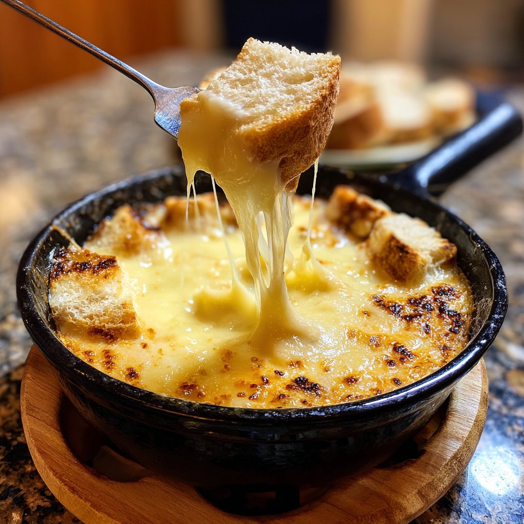 Fondue with Swiss Cheese and Garlic