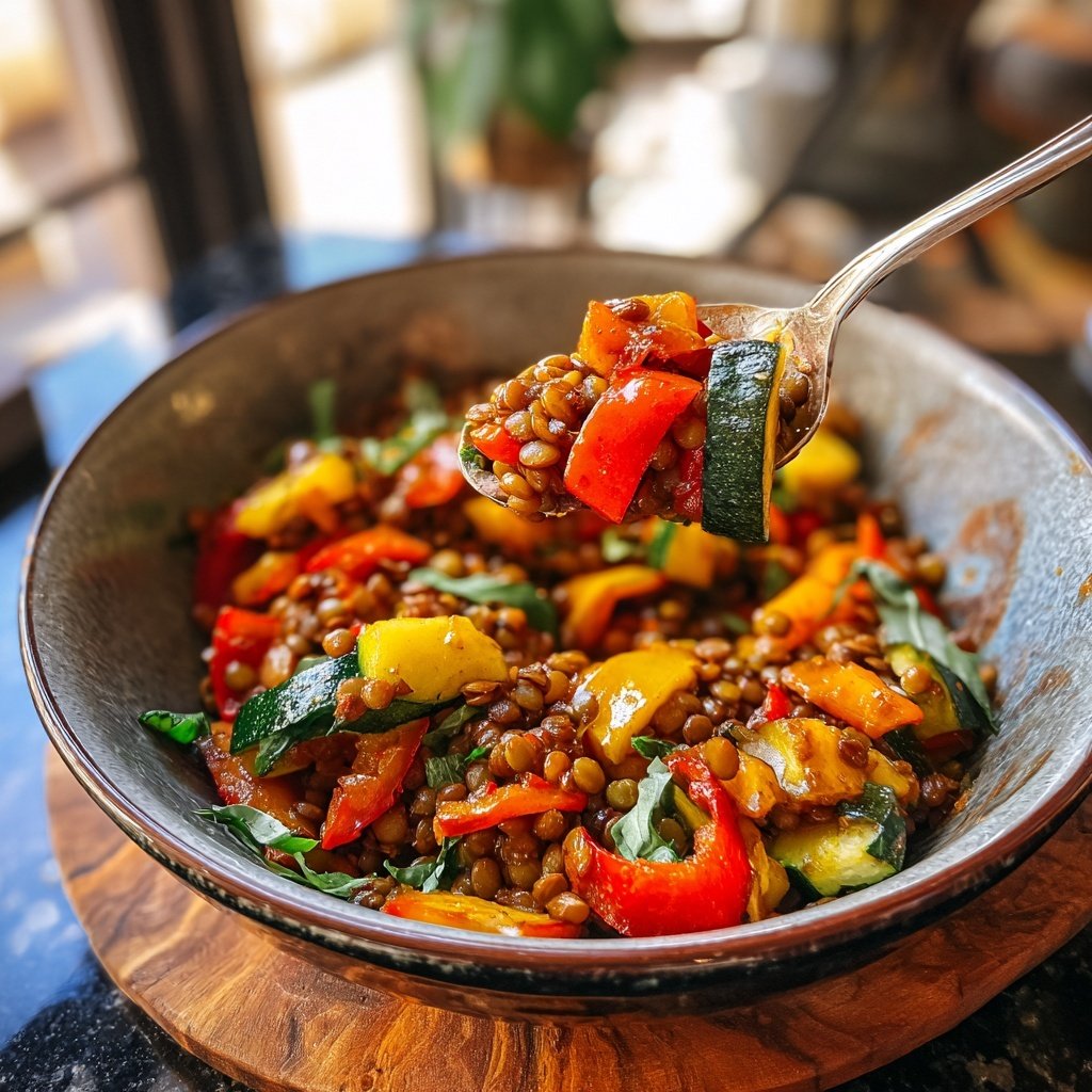 Roasted Veggie Lentil Grain Bowl