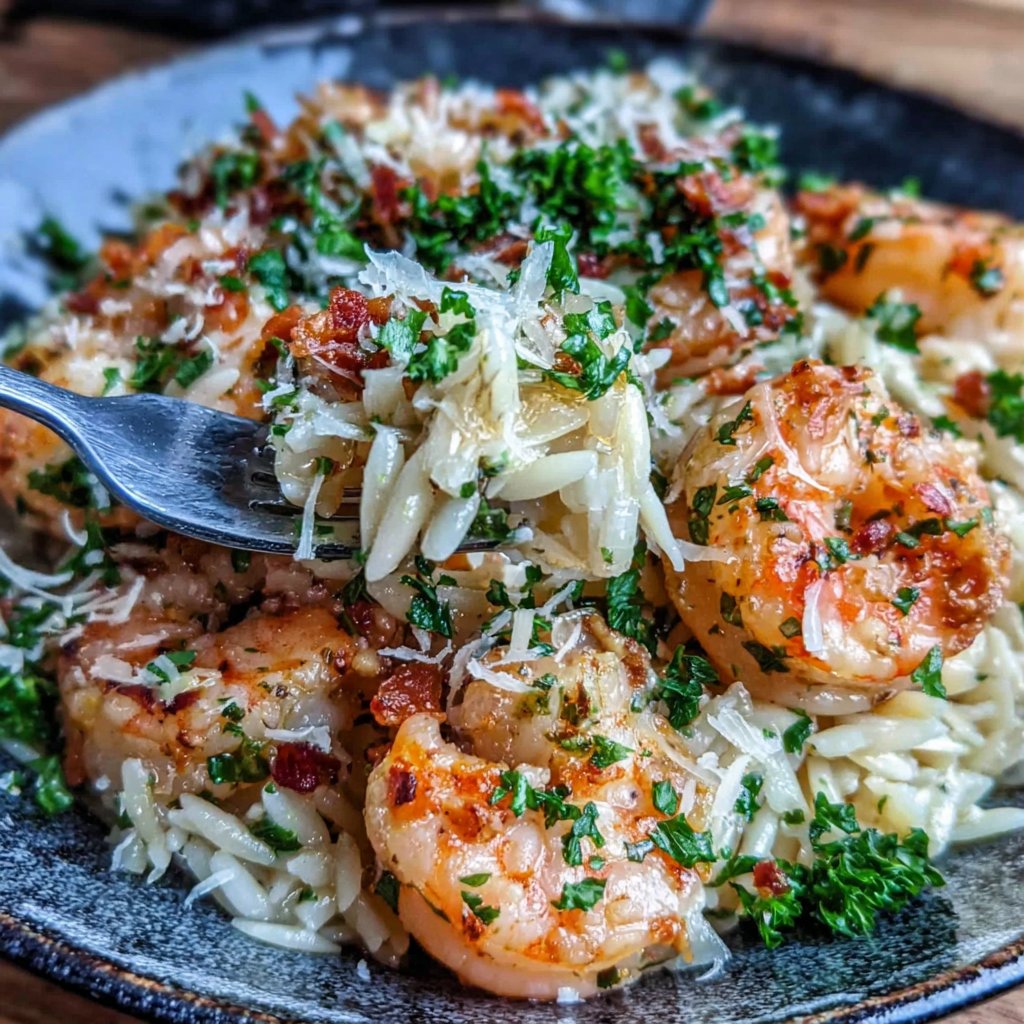 Garlic Butter Shrimp With Orzo