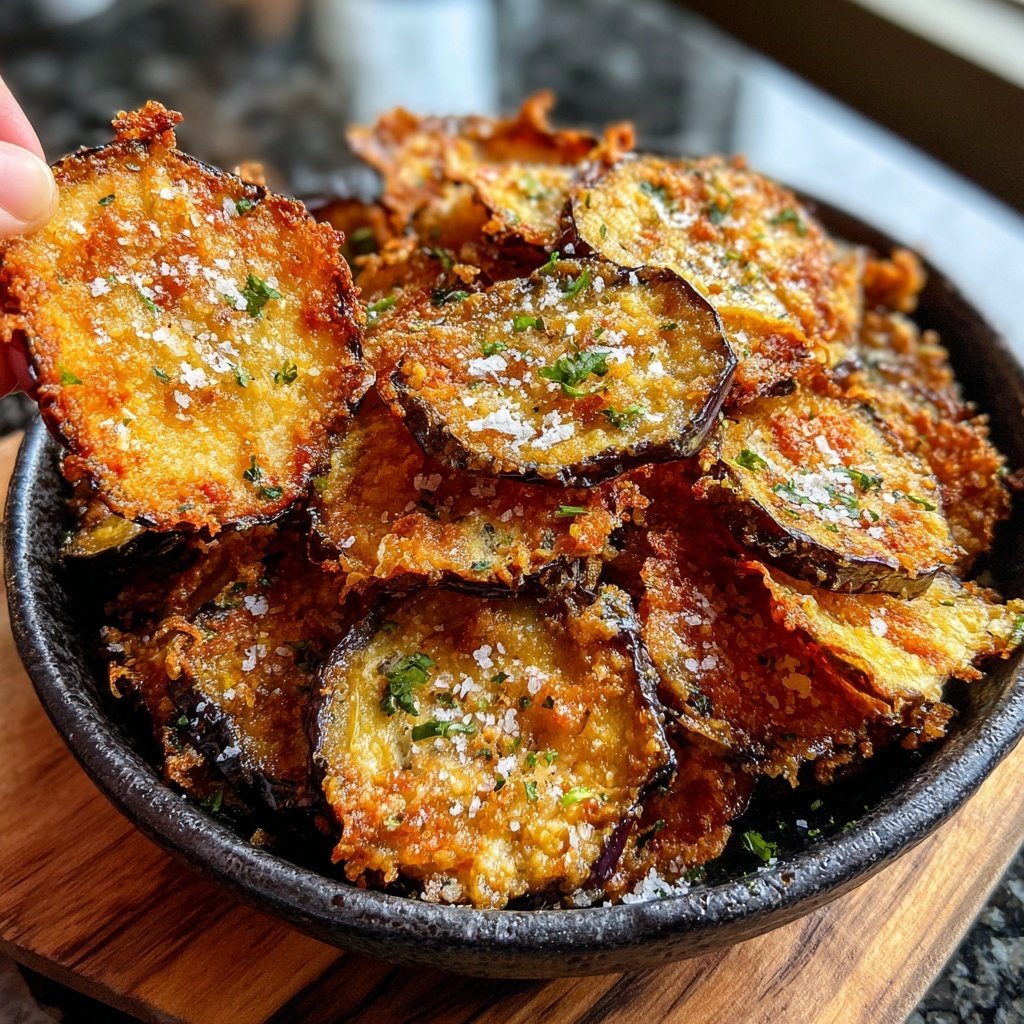 Crispy Eggplant Garlic Chips