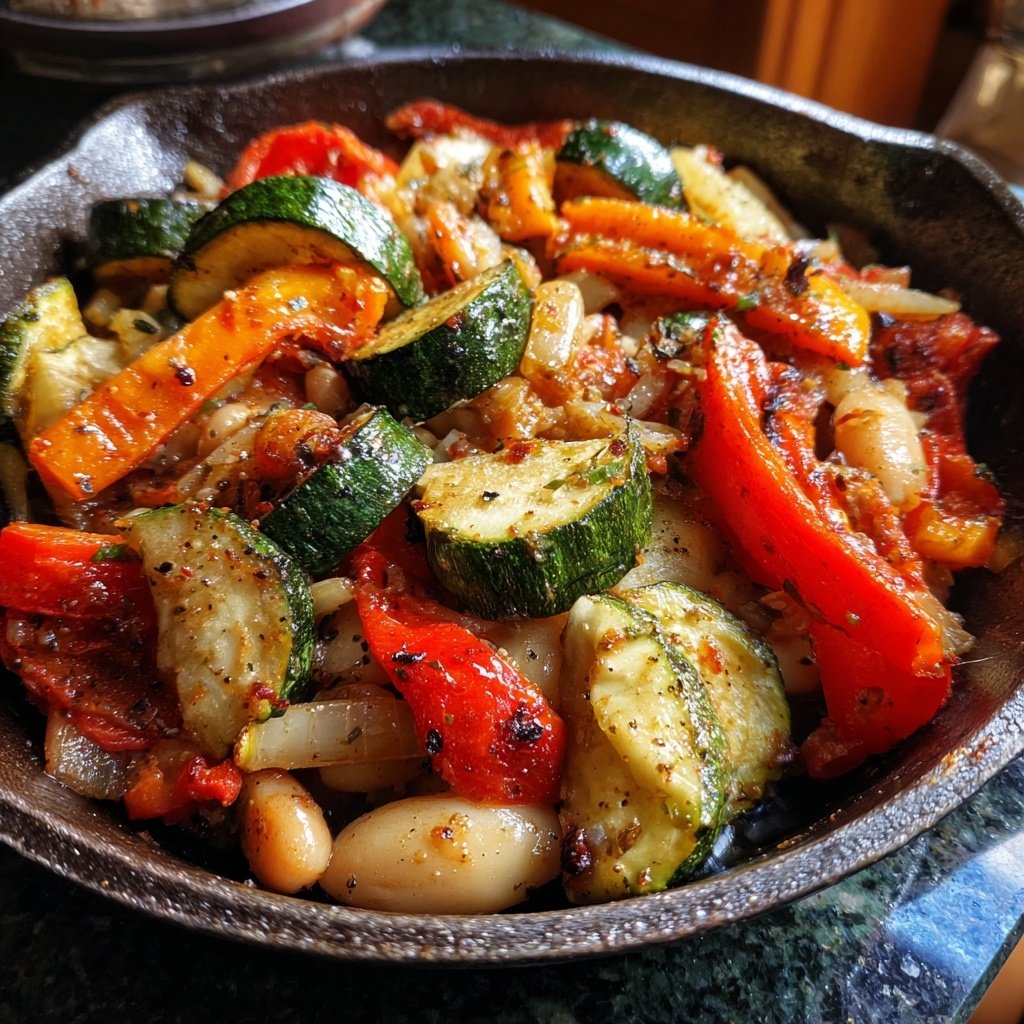 Roasted Veggie White Bean Skillet